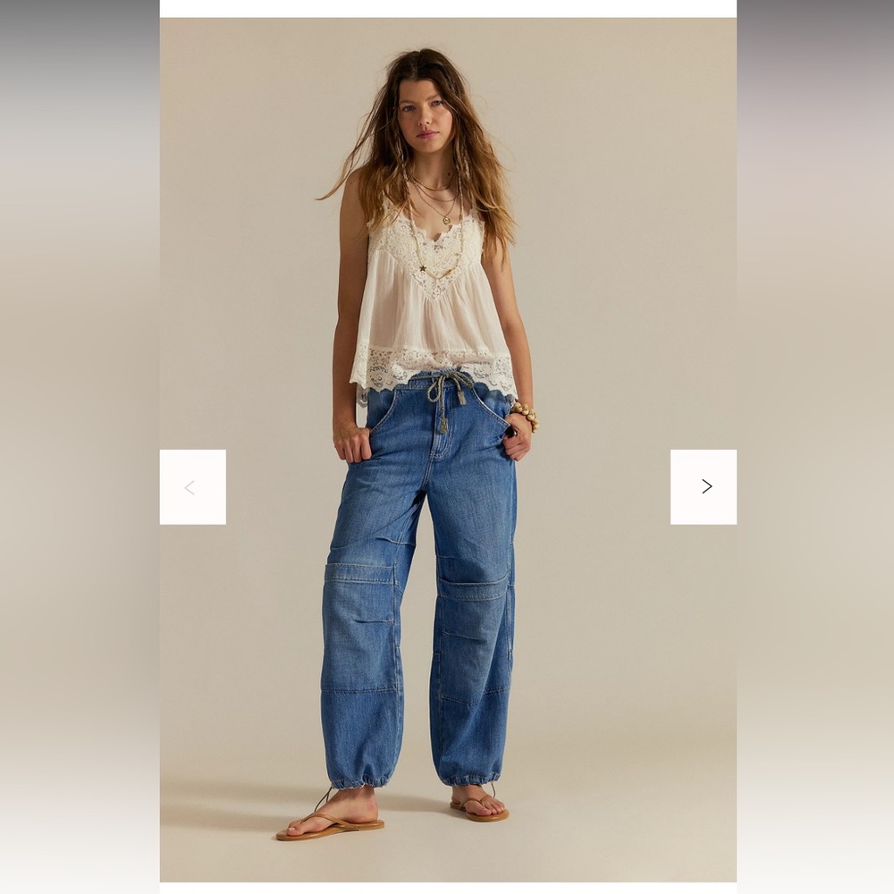 NWT WE THE FREE Logan Cinched Cargo Jeans, Large, Color Harper